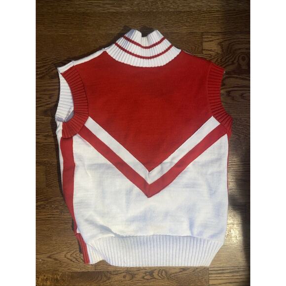 Varsity Red and White Sleeveless Sweater - Picture 6 of 8